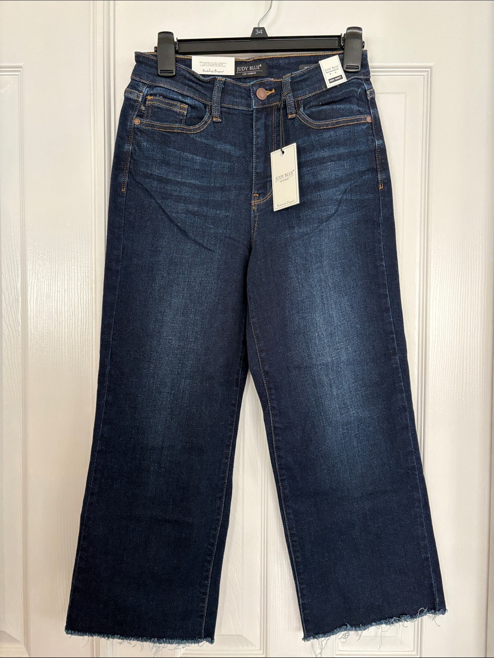 Judy Blue Dark Blue High Rise Wide Leg cropped stretch denim jeans Size 3/26 NW